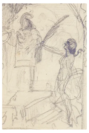 Arthur Kampf, Study for an Allegory of Victory, 1900, Pencil Drawing