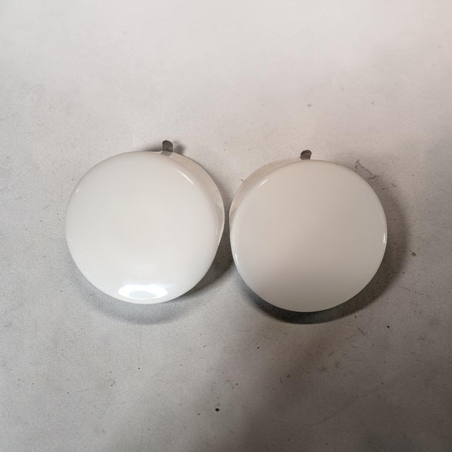 Finnish Flush Mounts in White Opaline Glass by Paavo Tynell for Idman, 1950s, Set of 2 For Sale - Image 4 of 11