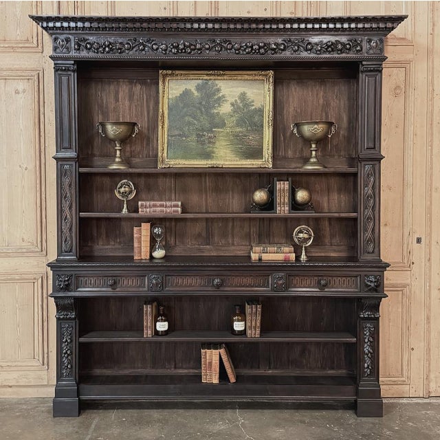 Grand Antique French Renaissance Walnut Bookcase For Sale - Image 16 of 16