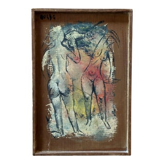 Mid 20th Century Mid-Century Modern California Modernist Figural Painting by Leon d'Usseau (Dusso) For Sale