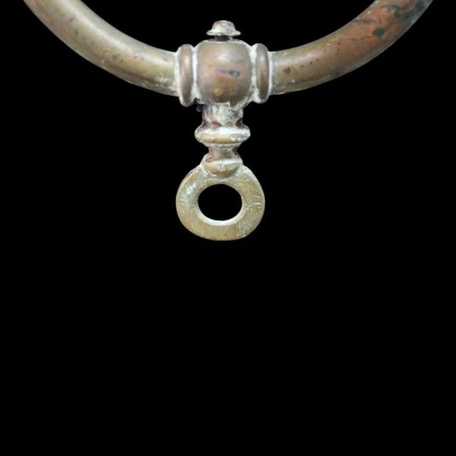 Brass 2-Arm Electrified Gas Chandelier With Pressed Glass Shades C1890 For Sale - Image 6 of 10