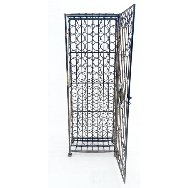 Very Large 96 Bottles Cage Shape Wine Rack Locker Wrought Iron For Sale - Image 10 of 15