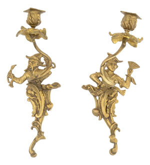 Louis XV Style Chinoiserie Brass Candle Sconces, 2