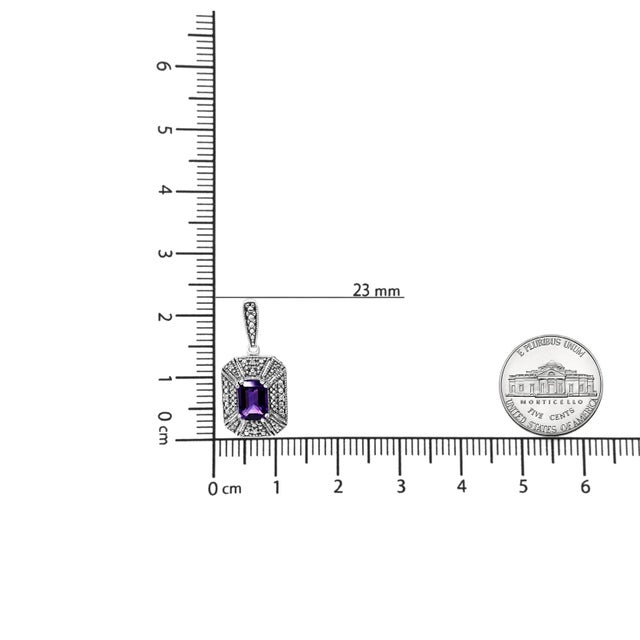 Early 21st Century .925 Sterling Silver Diamond Accent and 7x5mm Purple Amethyst Stud Earrings For Sale - Image 5 of 5