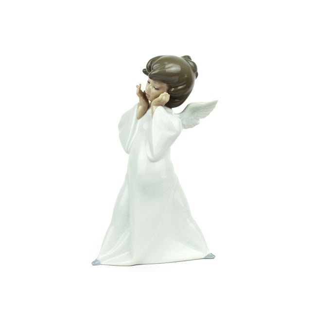 Lladro Vintage Handmade Lladró Heavenly Slumber Glazed Porcelain Angel Figurine Spain For Sale - Image 4 of 8