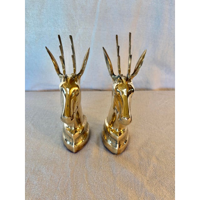 Mid 20th Century Mid 20th Century Jack Housman Brass Stag Deer Bookends - A Pair For Sale - Image 5 of 10