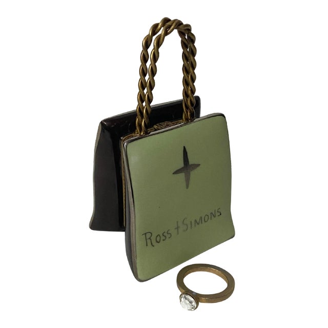 Vintage Ross & Simons Jewelry Store Bag Engagement Ring Limoges Trinket Box For Sale