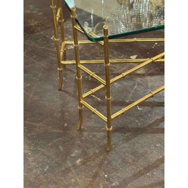 Italian Brass Bamboo Form Coffee Table For Sale - Image 4 of 8