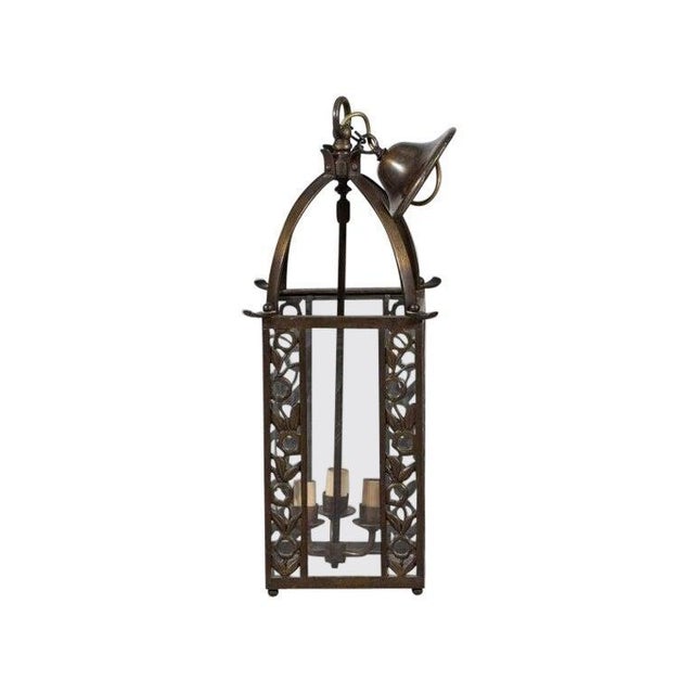 French Bronze Hall Lantern, 1920s For Sale - Image 15 of 15