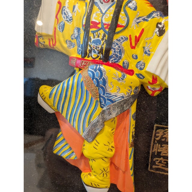 Asian Clay Figurine, Monkey King in Shadow Box For Sale - Image 3 of 7