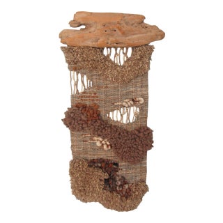 Vintage Textile and Driftwood Wall Art For Sale