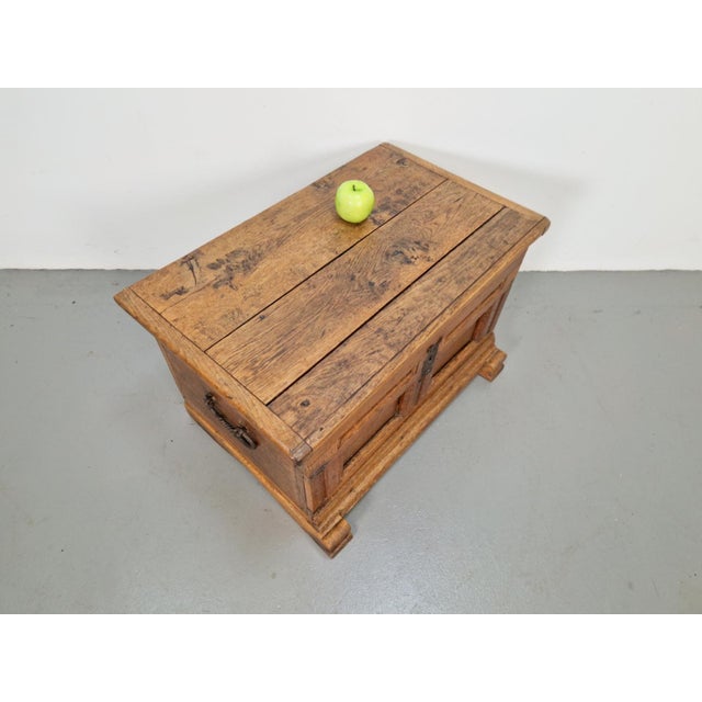 Wood Antique French Brutalist Chest in Oak, 1800 For Sale - Image 7 of 17