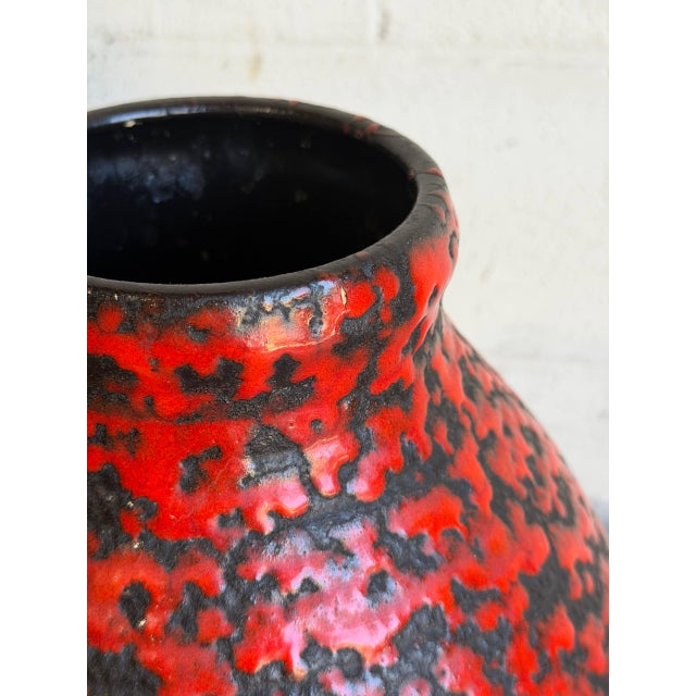 Large Red and Black Ceramic Floor Vase Mid-Century Modern For Sale In Los Angeles - Image 6 of 10