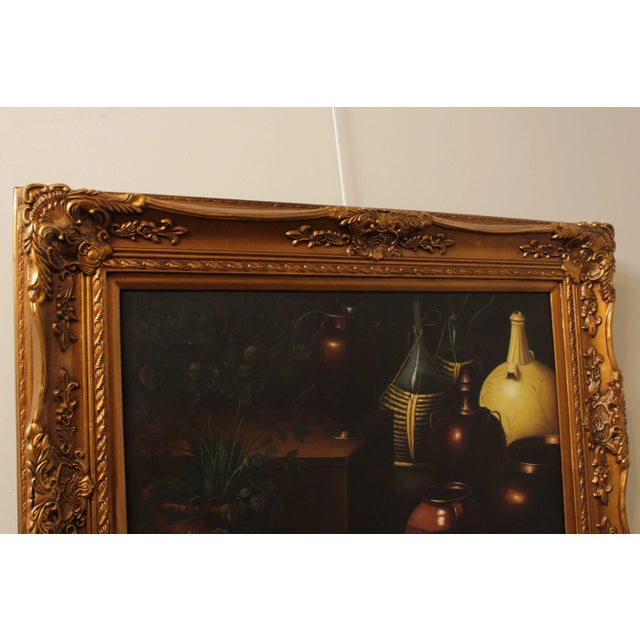 Graceful Art Framed Still Life Oil Painting on Canvas For Sale - Image 9 of 13