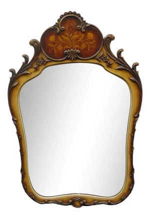 French Style Carved Inlaid Painted Mirror