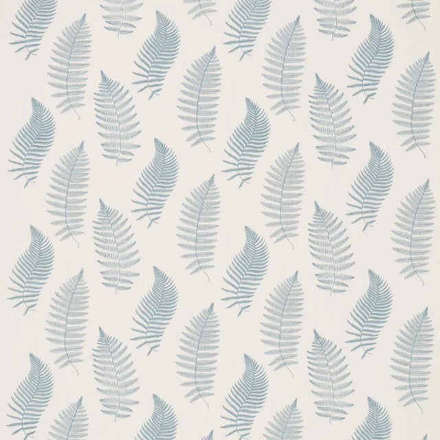 Sanderson Fern Embroidery Fabric in Powder Blue For Sale