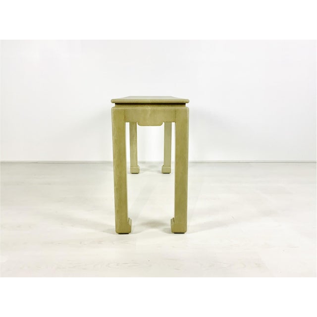 Vintage Chinoiserie Style Faux Shagreen Parsons Console Table For Sale - Image 4 of 6