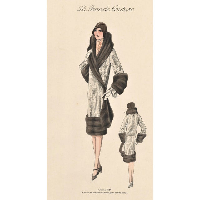 1920s French Art Deco Couture Fashion Print For Sale - Image 4 of 5