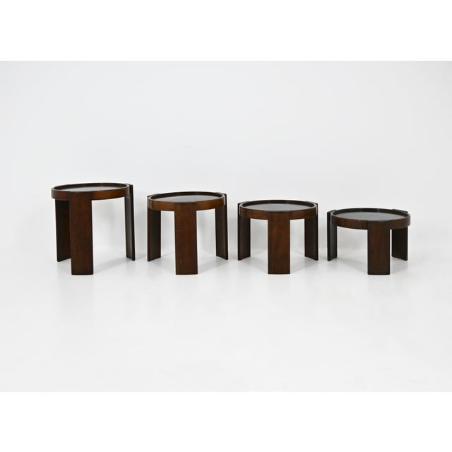 Wood Model 780 Nesting Tables by Gianfranco Frattini for Cassina, 1960s, Set of 4 For Sale - Image 7 of 13