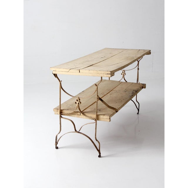 Wood Antique French Garden Two Tier Console Table For Sale - Image 7 of 18