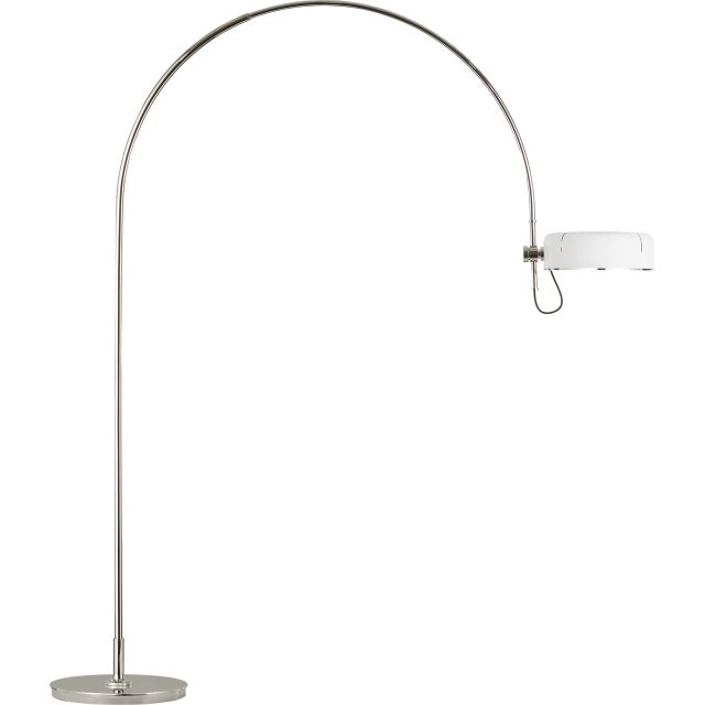 Modern Thomas O'Brien by Visual Comfort Signature Oso 75" Arc Reading Floor Lamp in Polished Nickel with Matte White Shade For Sale - Image 3 of 3