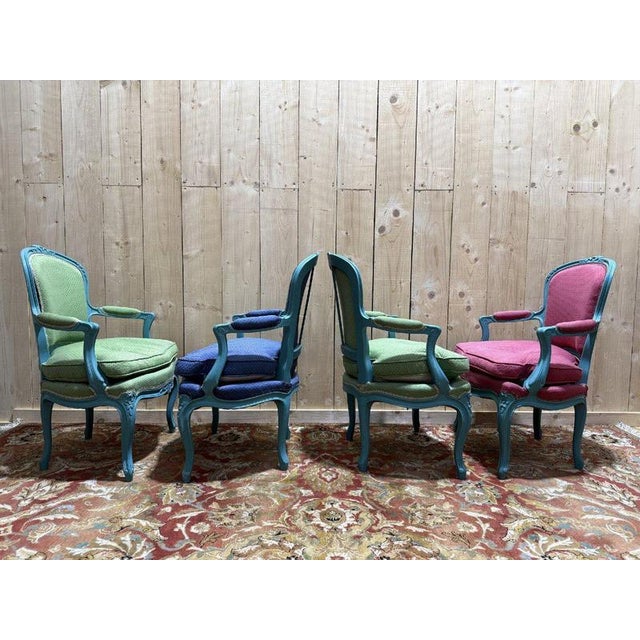 Louis XV Style Cabriolet Armchairs, Set of 4 For Sale - Image 5 of 10