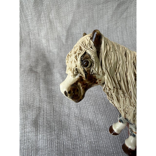 Vintage Cheval Ceramics Appaloosa Pony Figure Spaghetti Effect Mane For Sale - Image 9 of 17