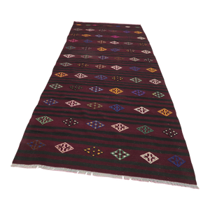 1970s Cabin Style Stripe Design Hand Knotted Oushak Natural Wool Kilim Rug