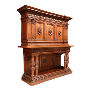 Early 1900s Antique Italian Renaissance Revival Walnut With Foliate, Sideboard!! For Sale