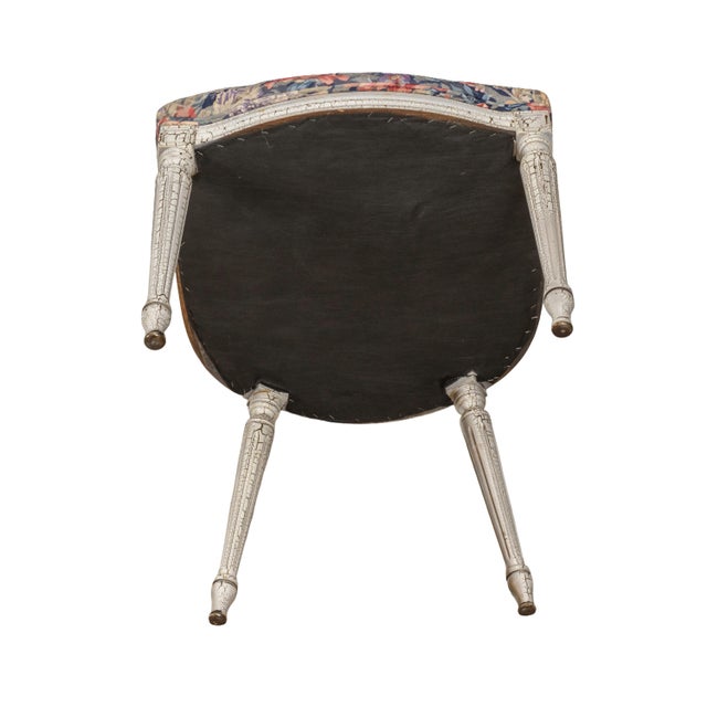 1980s French Style Shabby Chic Dining Chairs Floral Upholstery Distressed Crackle Finish - Set of 4 For Sale - Image 16 of 18