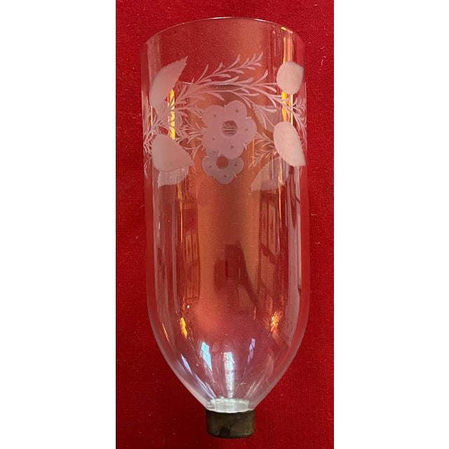 Large Antique English Regency Blown Glass Hurricane Shade for Wall Sconce or Candle Stick With Etched Foliate Design Circa 1820 For Sale In New York - Image 6 of 14