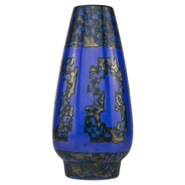 1950s Mid-Century Blue Ceramic Vase by Strehla, Italy, 1950s For Sale - Image 5 of 5