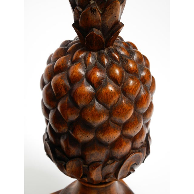 Wood Large Mid-Century Modern Pineapple Table Lamps in Stained Pinewood, 1950s, Set of 2 For Sale - Image 7 of 18
