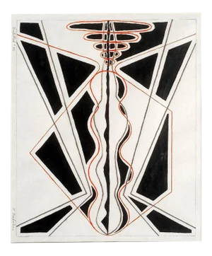 Louis Nadalini Abstract Dimensional #40 (7) #42 (8) Series of 2 Pen and Ink on Paper 1966