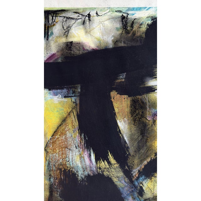 Abstract Original Abstract Monoprint on Paper With Variations in Paint and Ink Titled "Ravens" For Sale - Image 3 of 5