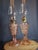 Vintage Pink Pressed Glass Kerosene Table Lamps - Matching Pair With Chimneys For Sale - Image 12 of 13