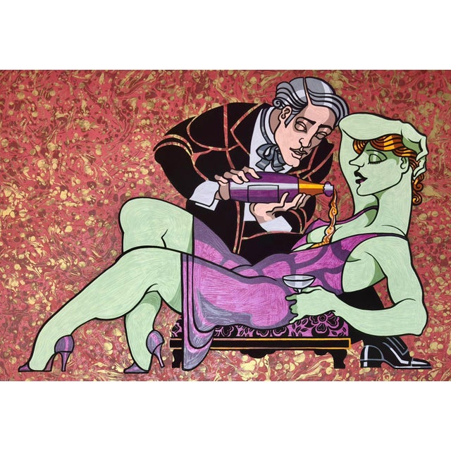Juarez Machado Signed Limited Edition Serigraph – Champagne Evening Scene For Sale