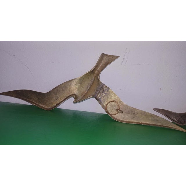 Metal Vintage Brass Bird Wall Decorations, Set of 2 For Sale - Image 7 of 9