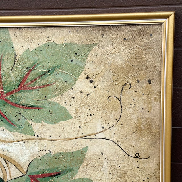 Vintage Bunches of Grapes in Grapevine Oil Painting on Canvas by Lee Reynolds Vanguard Studios For Sale - Image 10 of 12