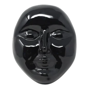 Vintage 1987 Black Ceramic Face Mask Sculptural Wall Hanging