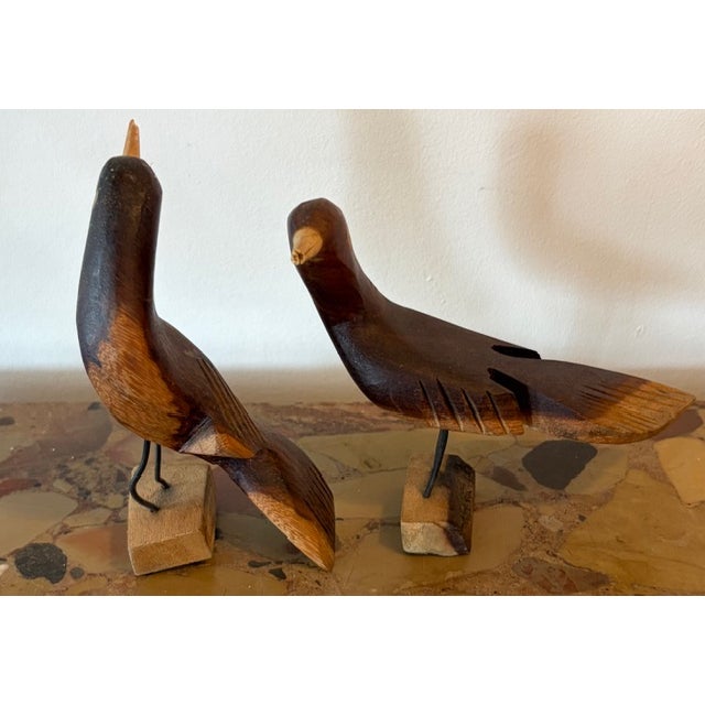 Vintage Hand Carved and Painted Wooden Birds, Folk Art For Sale - Image 4 of 6