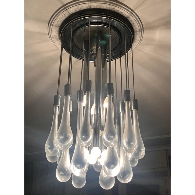 Vintage Chandelier in Chrome Steel and Murano Glass from Venini, 1970s For Sale - Image 9 of 17