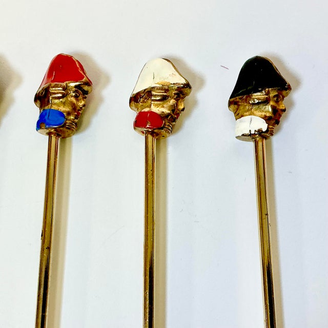 Gold Early 1900s Antique Boho Chic French Soldiers Swizzle Sticks - Set of 6. For Sale - Image 8 of 10