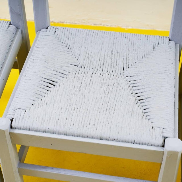 Grey Wooden and Straw Chairs, Set of 4 For Sale - Image 6 of 11