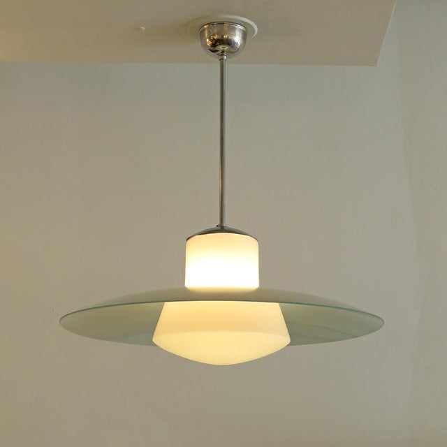White Kandem Glass Pendant Light, 1930 For Sale - Image 8 of 10
