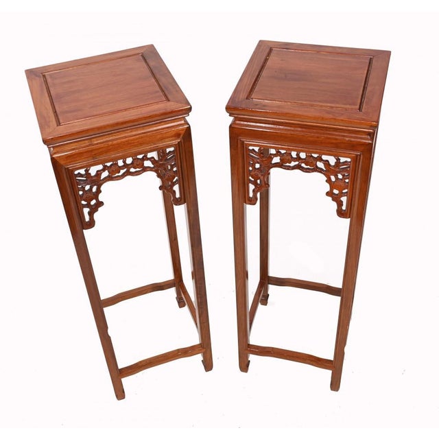 Chinese Pedestal Tables, Set of 2 For Sale - Image 4 of 10