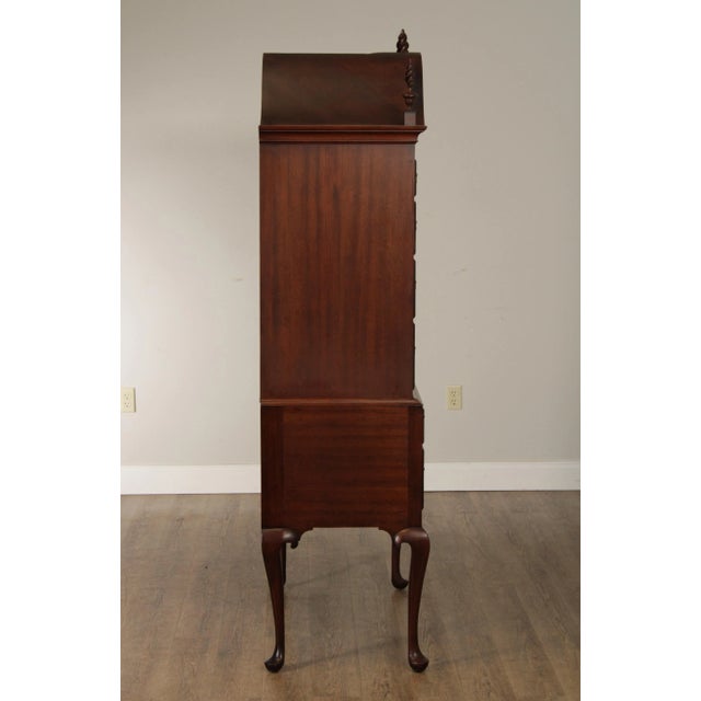 Antique New England Queen Anne Custom Reproduction Mahogany Highboy For Sale - Image 11 of 13