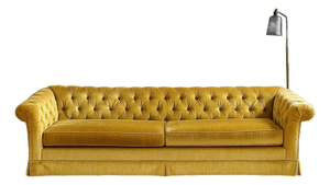 Vintage Hollywood Regency Gold Velvet Tufted Sofa, Mid-Century