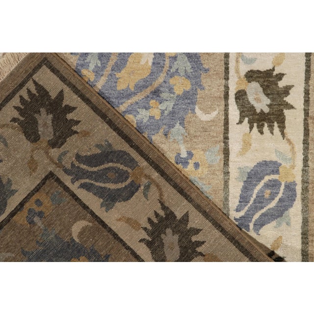 Rug & Kilim’s Transitional Rug in Beige-Brown & Blue Floral Patterns For Sale In New York - Image 6 of 7