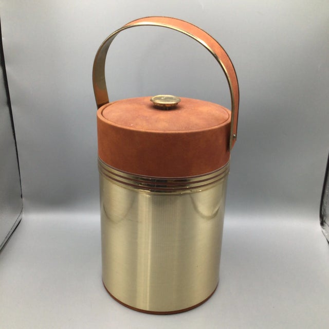 Georges Briard Ice Bucket Egyptian Motif Insulated Brown Swede For Sale - Image 13 of 13